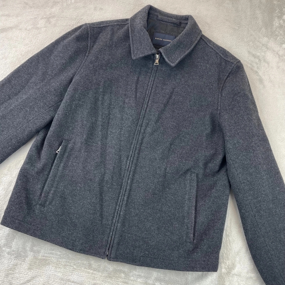 BANANA REPUBLIC Men's L Wool Blend  Zipper Jacket Gray